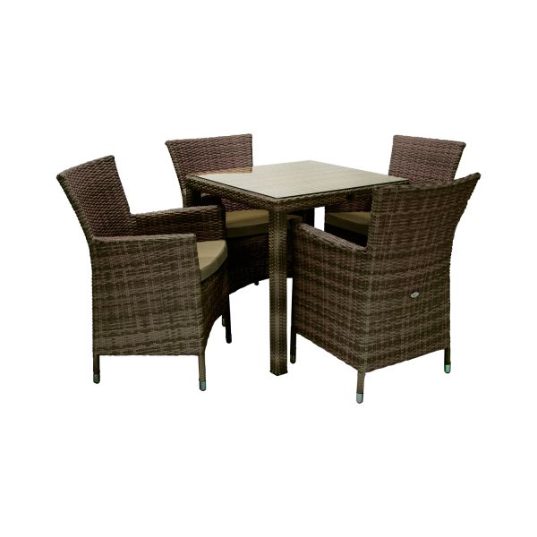 Aiamööblikomplekt WICKER laud, 4 tooli (12699), tumepruun