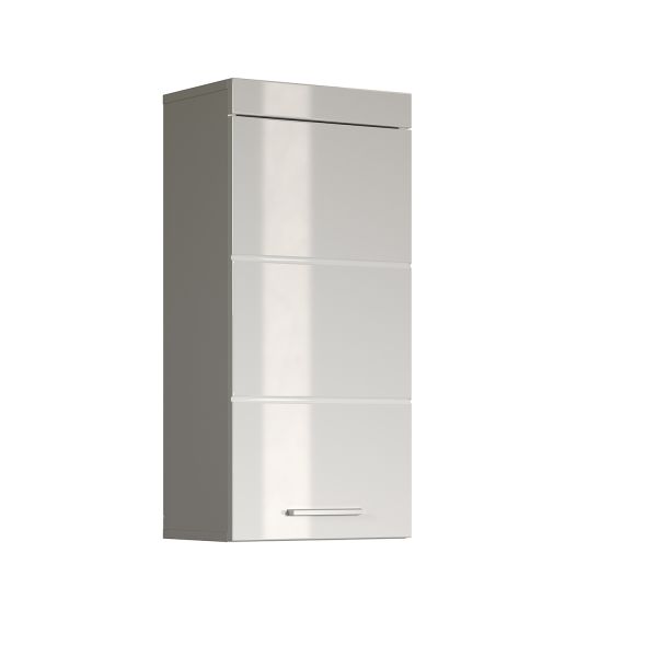 Wall cabinet AMANDA 37x23xH77cm, white gloss/white