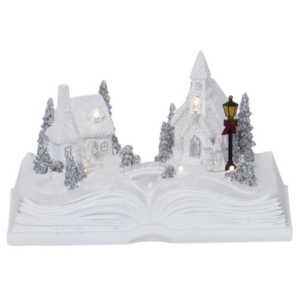 Рождественские украшения BOOKVILLE 21,5x15xH13см, LED-свечи, белый, книга