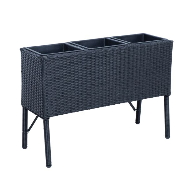 Lillekast WICKER 78x33xH54cm, must