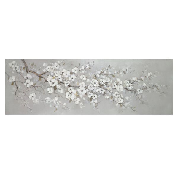 Oil painting 50x150cm, white sakura