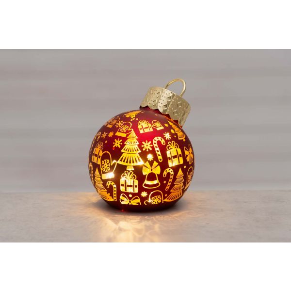 LED-valgusti BAUBLE H12cm punane, taimer 6h