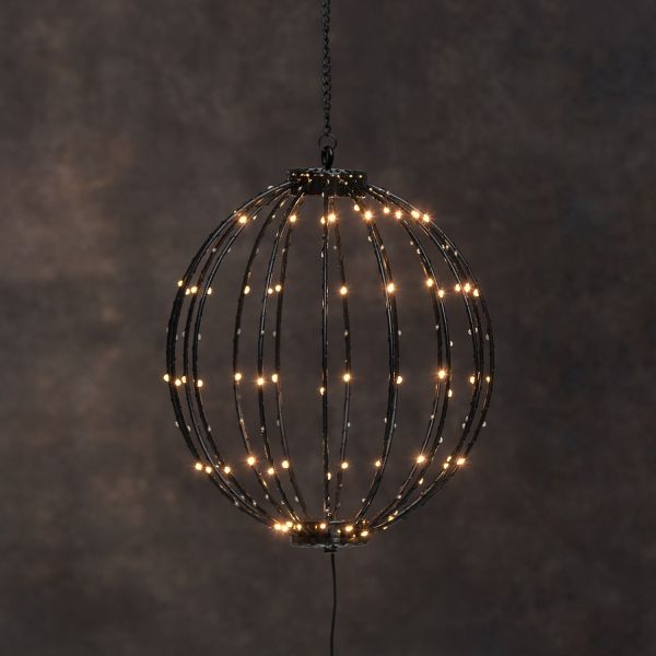 LED-valgusti BALL D30cm 160LED kuldse valgusega tuled, must raam