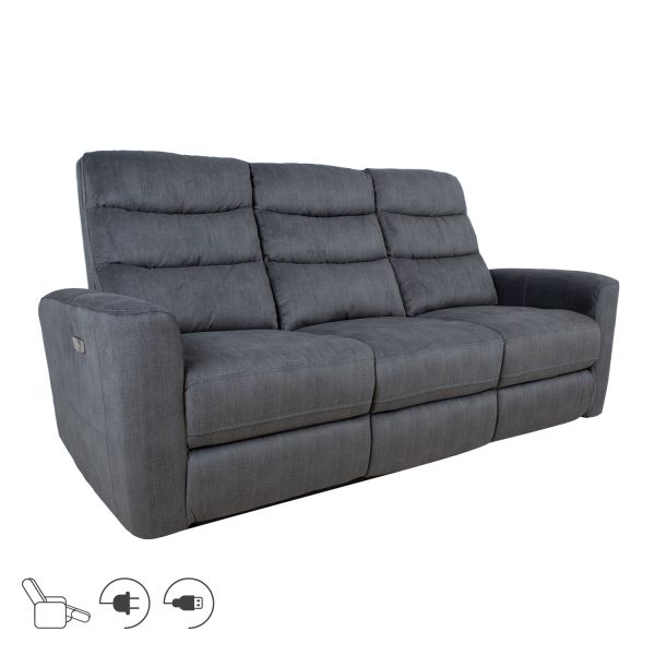Diivan GASTON 3-kohaline elektriline recliner, hall samet