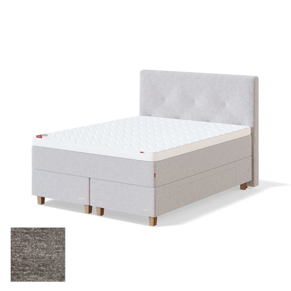 Kontinentaalvoodi sahtliga BLACK CONTINENTAL AVOLA 160x200cm, pehme, hall