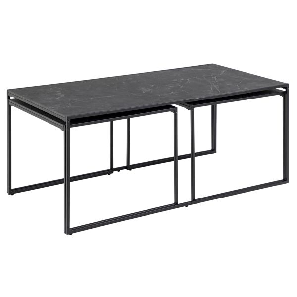 Diivanilauad 3tk INFINITY 120x60xH48cm, 56x56xH44cm, 56x56xH44cm, must