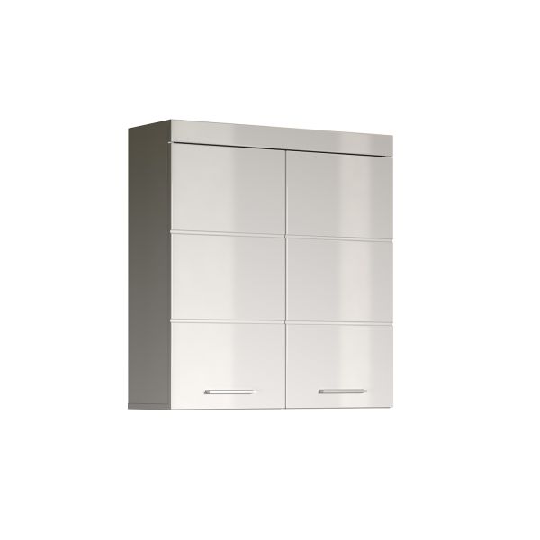 Wall cabinet AMANDA 73x23xH77cm, white gloss/white