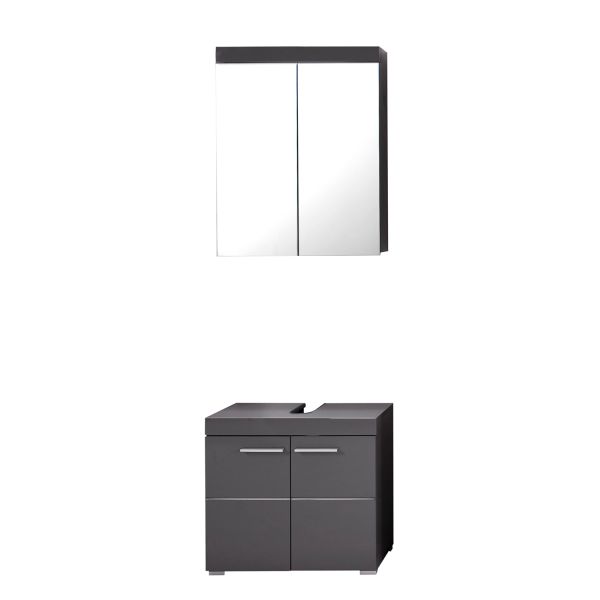Bathroom set AMANDA grey high gloss/grey