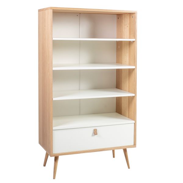 Shelf HELENA WHITE 80x40xH140cm, natural/white