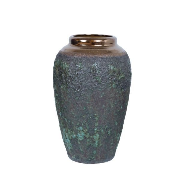 Põrandavaas TITAN STONE H27cm, must/roheline tekstuur