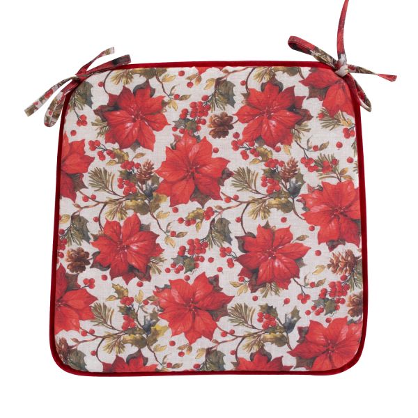 Chair pad CHRISTMAS 39x39cm, poinsettia