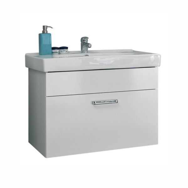 Washbasin cabinet with washbasin 312, 80x48xH57cm, white gloss