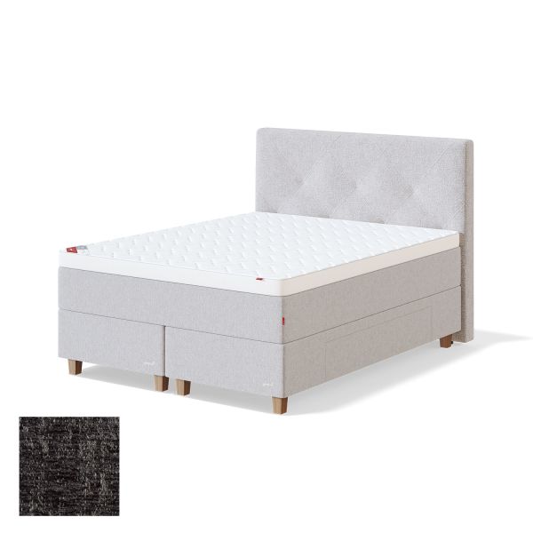 Kontinentaalvoodi sahtliga BLACK CONTINENTAL AVOLA 160x200cm, pehme, tumehall