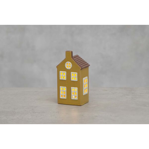LED-latern HOUSE H15cm kollane, taimer 6h