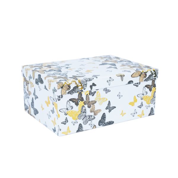 Коробка DIANA-4 с крышкой 31x23xH14см, белый/бабочка