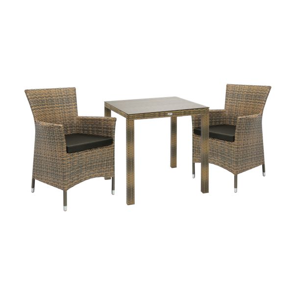Aiamööblikomplekt WICKER laud, 2 tooli, cappuccino