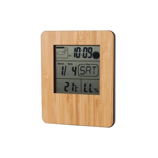 Alarm clock 4Living WEATHER H12cm, bamboo