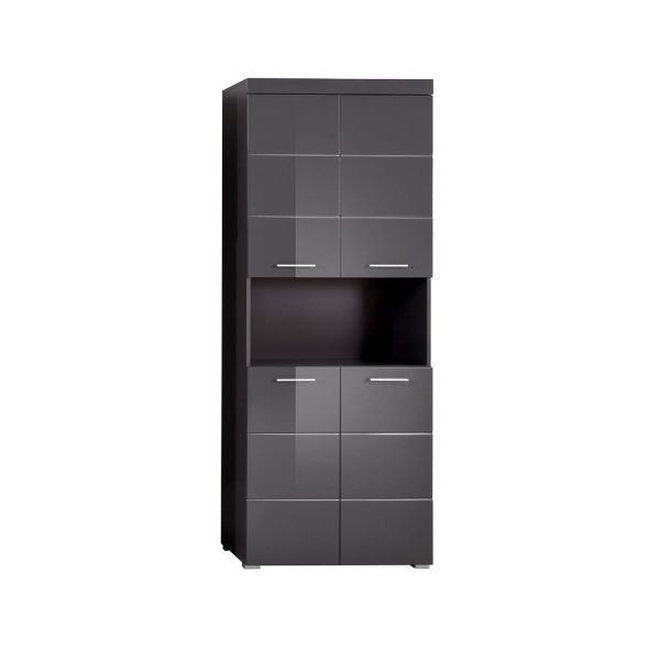 Bathroom cabinet AMANDA 73x31xH190cm, grey high gloss/grey