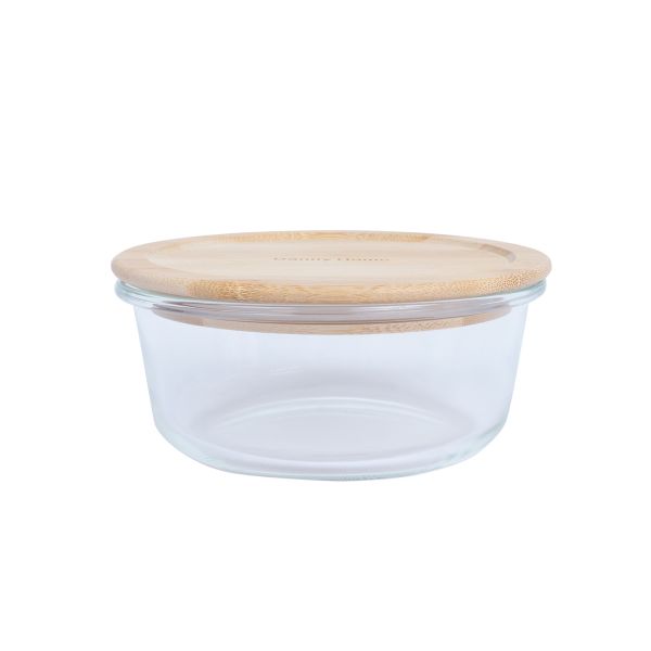 Kauss BOXY D15xH6cm 620ml, klaas, bambusest kaanega