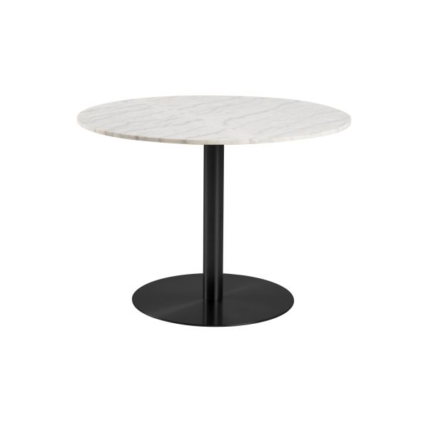 Söögilaud CORBY D105xH75cm, valge marmor/must