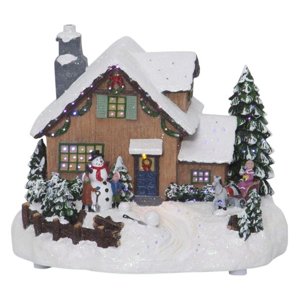 Новогоднее украшение WINTERVILLE 23x19xH18см, с LED-подсветкой RGB, таймер 6ч, деревня