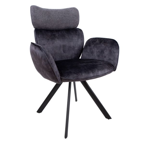 Chair EDDY with armrests, dark grey