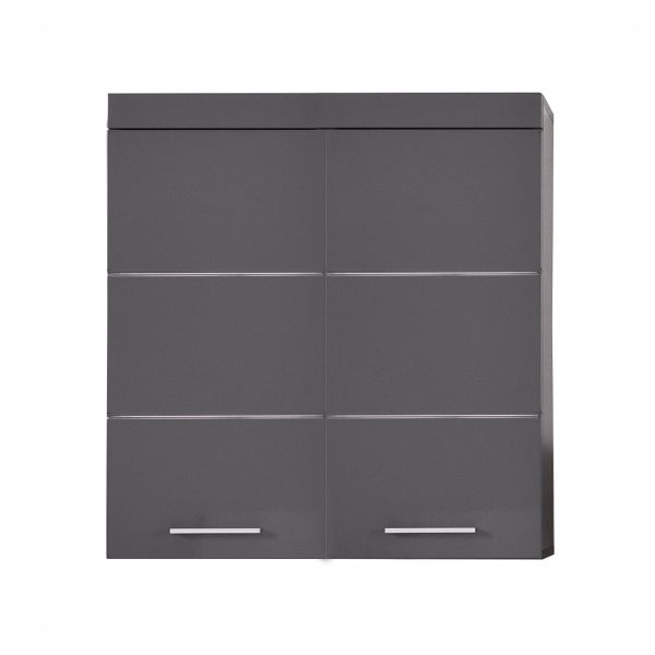 Wall cabinet AMANDA 73x23xH77cm, grey gloss/grey