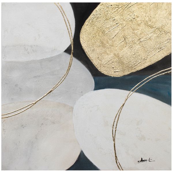 Oil painting 70x70cm, gold/white 2