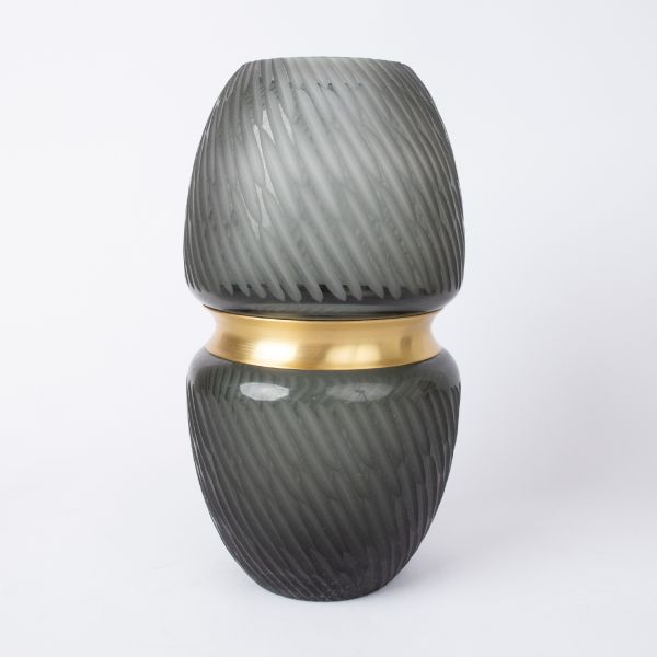 Vaas LUXO_D13,5xH23cm, roheline/kuld