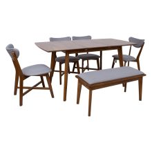 Dining set JESPER with 4 chairs and bench
