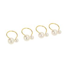 Napkin rings GLAMOR 4pcs, pearl/gold
