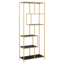 Shelf SEAFORD 77x35xH185cm, black/golden