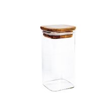 Glass jar THERON 6x6xH12cm with a lid, square