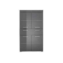 Bathroom cabinet AMANDA 73x31xH132cm, grey high gloss/grey