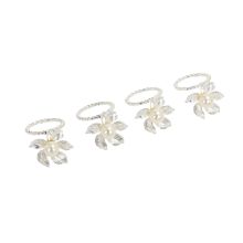 Napkin rings GLAMOR 4pcs, pearl/flower