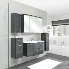Комплект мебели для ванной комнаты с LED-светильником и минеральная раковина 327, антрацит