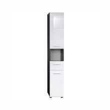 Bathroom cabinet LINE 30x31xH182cm, grey/white gloss