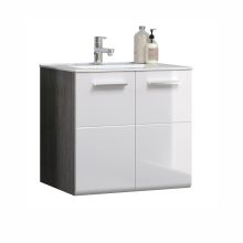Шкаф под раковину + раковина RIVA 37x31xH170см, белый глянцевый/дымчато-серый