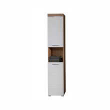 Высокий шкаф в ванную AMANDA 37x31xH190см, белый глянцевый/дуб