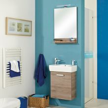 Комплект мебели для ванной с LED-светильником и раковиной 313 дуб, с полкой