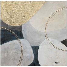 Oil painting 70x70cm, gold/white 1