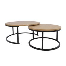 Coffee tables 2pcs BRITU D60xH32cm, D80xH35cm, light wood