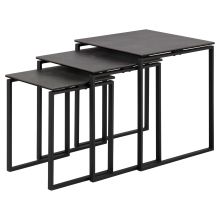 Coffee tables 3pcs KATRINE 50x50xH55cm, 43x43xH50cm, 36x36xH45cm, black