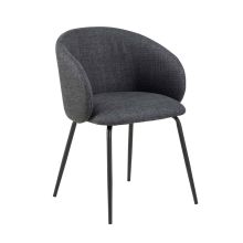 Dining chair ELEANOR with armrest, grey