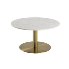 Coffee table CORBY D80xH45cm, white/brass