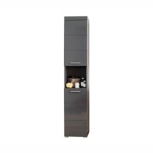 Bathroom cabinet AMANDA 37x31xH190cm, grey high gloss/grey