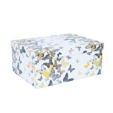 Box DIANA-1, with a lid 37,5x29xH16cm, white/butterfly