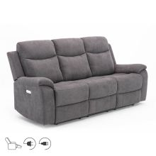Recliner sofa MILO 3-seater with electric mechanism, grey