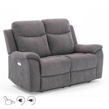 Recliner sofa MILO 2-seater with electric mechanism, grey